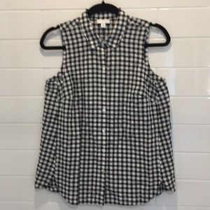 Jjill plaid black and white top. Size SP.